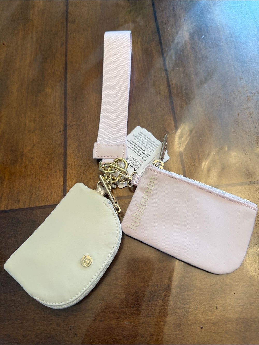 *NWT* lululemon athletica Pink and Cream Wristlet Set